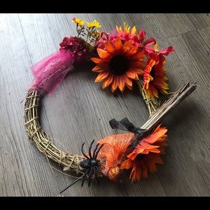 Handmade wreath. Halloween and fall door deco